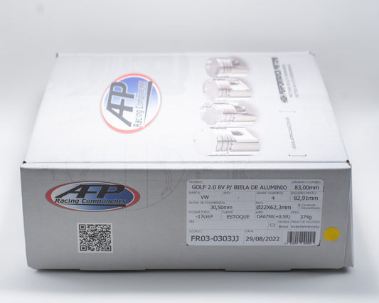 KIT PISTAO FORJADO VW GOLF 2.0 TURBO 8V ANODIZADO PINO 22 P/BIELA DE ALUMINIO