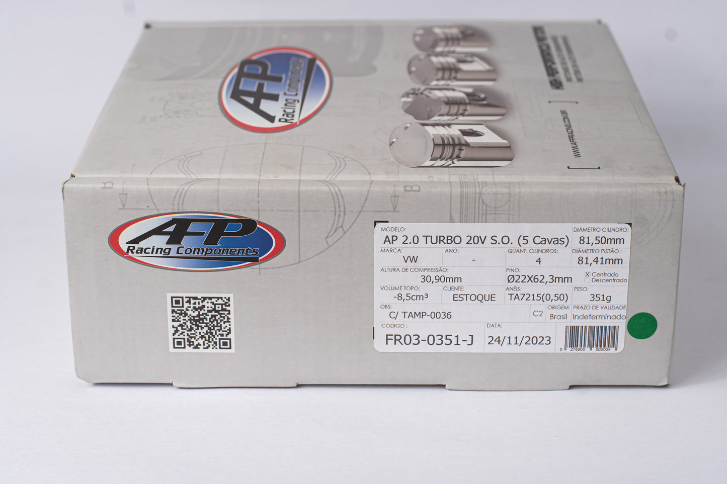 KIT PISTÃO FORJADO VW AP/GOLF 2.0 TURBO 20V C/BUTTONS SPECIAL ORDER